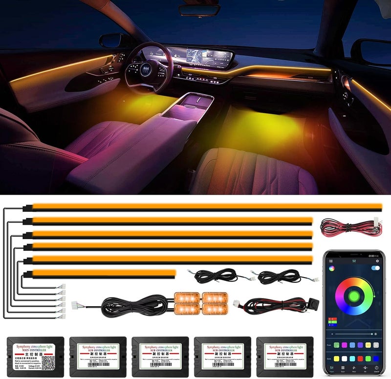 WEBUPAR Acrylic Interior Car Lights, Car Accessories 10 in 1 Car LED Strip Lights with APP Control, 175 inches 593 LEDs Fiber Optic Lights, RGB Neon Car Lighting - Image 1